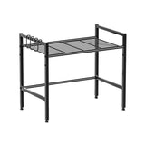 Metal Shelf For Microwave Oven 2 Level Kitchen Storage Rack With 4 Hooks-Black V1161-960109