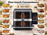 Devanti 12L Air Fryer Dual Basket Stacked 10 Inch Pizza Maker 2800W Touch Black AF-K-H-22L-BK