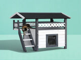 i.Pet Outdoor Cat House Shelter 77cm x 50cm x 73cm Rabbit Hutch Wooden Condo Small Outdoor Cat House PET-CH-770-GR