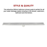 900mm Bathroom Shower Stainless Steel Grate Drain w/Centre outlet Floor Waste Square Pattern V63-832811