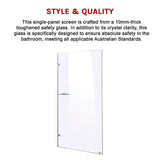 900 x 2100mm Frameless 10mm Safety Glass Shower Screen V63-828911