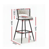 Artiss 4x Bar Stools Kitchen Dining Chair Counter Stool Woven Velvet Metal Ivory BA-K-1087-BGX4
