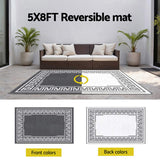 Gardeon Outdoor Rugs 152x244cm Large Carpet Reversible Area Mat PP Dual-Sided Patio Rug Greek Key OR-5X8FT-FRAME-GY