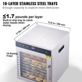 VEVOR 10 Trays Food Dehydrator Machine Stainless Steel 800W Jerky Fruit Drying V952-SPF100548800WDQGIV3