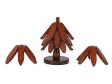 Wooden Trivets Heat Resistance Modern Walnut Wood Tree Shape Trivet Set for Hot Dishes V1294-YM0901-3117260002011