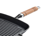Steak Grill Pan with Wooden Handle 8.7in Thickened Bottom Even Heating Nonstick Grill Pan with Pour V1294-YM0901-3118240108611