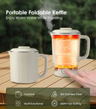 White Portable Foldable Travel Electric Kettle - 304 Stainless Steel Electric Water Boiler V888-ELOSUNG13807