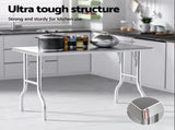 Cefito Stainless Steel Kitchen Benches Work Bench Food Foldable 430 SSKB-430S-FLD-48
