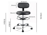 Levede Swivel Office Chair Ergonomic Stool Height Adjustable Footrest Backrest BR1073-BK-H-AU