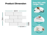 Artiss 3D Peel and Stick Wall Tiles Self Adhesive Subway Backsplash 10 Sheets, White PST-200-WH
