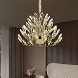 BAMDECOR C3349/1 Modern Luxury Crystal-leaf Chandelier LED Fashion Creativity Pendant Ceiling V255-BAM-C3349-1-60