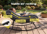 Gardeon Outdoor Rocking Chair Loveseat Wicker 2 Seater Cushion Patio Furniture Grey ODF-ROCK-ST-2S-GE-AB