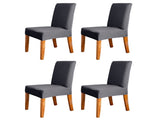 Stretch Solid Diamond Lattice Dining Chair Cover Removable Washable Short Dining Chair Protector for V1294-YM0901-H40121DGY