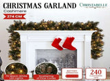 Christabelle Premium 2.7m Christmas Garland Snow with LED Lights and Pine Cones Cashmere Tree D 112_HZC274