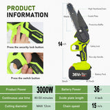 36V 3000W Mini Cordless Chainsaw 2X Battery-Powered Wood Cutter Rechargeable V201-FDZ0036GR8AU