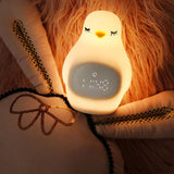 Cute Kids Alarm Clock, Soft BPA-Free Silicone Portable Nursery Lamp, Children Nightlight for Girls V1192-AZ-W-10180