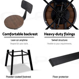 Artiss 3x Bar Stool Swivel Industrial Counter Barstools 63-79cm Seat Height Adjustable Metal Legs BA-TW-V17-098BACK-BKX3