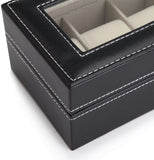 Black PU Leather Watch Organizer Display Storage Box Cases for Men & Women V178-52601