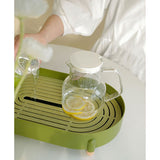 Tea Tray Simple Double Layer Pure Color Uniform Draining Holes Detachable Design Plastic Tea Tray V1294-YM0716-3118220141411