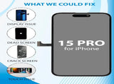 iPhone 15 Pro Screen Replacement, 6.1 Inch Incell LCD Display Touch Screen Digitizer, Comes with V1293-0452669766306