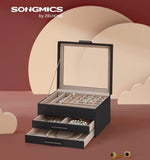 SONGMICS Jewelry Box 3-Layer with 2 Drawers Graphite Black V227-8498402101330