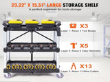 Foldable Utility Service Cart, 3 Shelf 165LBS Heavy Duty Plastic Rolling Cart with Lockable Wheels, V952-SXSYTCSXCDPM3XOD4V0