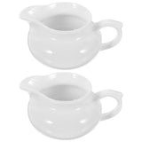 Set of 2 Ceramic Gravy Boats with Handle, Portable Sauce Dispensers for Kitchen and Dining Table V1370-AZ4-15044
