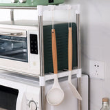 Expandable Microwave Rack, 2 Tier Microwave Oven Rack, Kitchen Countertop Organizer with Hooks, V1366-AZ2-W-23287
