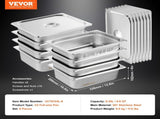 8 Pack Hotel Pans, 1/2 Size Anti-Jam Steam Pan with Lid, 0.8mm Thick Stainless Steel Steam Table V952-12BCCPBXG8JTGXJ0JV0