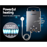 Devanti Portable Gas Water Heater With Pump LPG System Grey GWH-A-LPG-8L-BG-PUMP