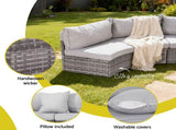 Gardeon 6 Seater Outdoor Sofa Set 9PCS Table Chair Set Garden Rattan Patio Furniture ODF-SOFA-9PC-RTA-GE