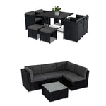 Outdoor Furniture Packages Horrocks 8 Seater Dining Set + Bondi 4 Seater Lounge Sofa – Black V264-OTF-507S-BLK-OTF-503S-BLK