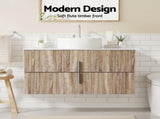 Cefito Vanity Unit 900mm Bathroom Cabinet Storage Wall Hung Timber Front Pine BV-CA-TIR2-900-WD-ABC