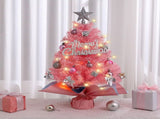 With LED String Light, Christmas Tree with Silver Star Topper, Tabletop Xmas Tree Ribbon Bow, Gift V1107-128-72370