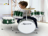 Karrera Mini 4-Piece Children Drum Kit Set Wooden with 2 Toms Bass Pedal Snare Stool Metallic G 4PC-DRUM-GN