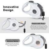 Retractable Dog Leash with Replaceable Rope, Anti-Shock ABS Shell, 5M Stainless Steel Spring, V1341-ZY-GES528ZK-WHITE