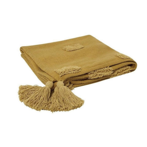 J Elliot Home Quinn 100% Cotton Textured Throw 130 x 160 cm Ochre & Jojoba V442-IDC-THROW-QUINN-OCHRE-RE