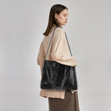 Shoulder bag women chain luxury handbag chain soft bag crossbody bag women handbag Black-WELLNGS V1188-CE50-00448