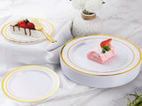 175pcs Food-Grade Wedding Event Banquet Disposable Tableware Dinnerware Gold-Edged Plastic Cutlery V985-TABLEWARESET