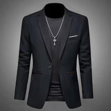 Mens Slim Fit Casual Suit Jacket Single Button V1142-LP1005007665817386-BLACK