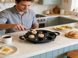 Round 7 Cavity Nonstick Frying Pan Dual Handle Skillet For Mini Pancakes Fried Eggs Home Stovetop V1369-AZ3-W-14901