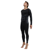 Men Thermal Underwear Set Shirt Pants Autumn Slim Fit Thermal Underwear Top Bottom Set Black L V1294-YM0901-3117240269313