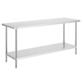 Stainless Steel Prep Table, 24 x 72 x 34 Inch, Heavy Duty Metal Worktable with 3 Adjustable Height V952-CFBXGGZTLCWJFVL3YV0