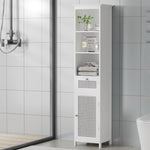 Artiss Bathroom Cabinet Storage 161cm White Rattan Tallboy Toilet Cupboard FURNI-G-BATH-RAT-01-WH