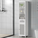 Artiss Bathroom Cabinet Storage 161cm White Rattan Tallboy Toilet Cupboard FURNI-G-BATH-RAT-01-WH