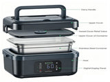 Portable 1L Cordless Electric Heated Lunch Box 16000mAh 60W 304 Stainless Steel Black& Gray V201-ELB6080BGY8AU