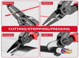 Black and Red 5 in 1 Interchangeable Plier Tool Set - High Carbon Steel - Wire Stripper, Crimper, V888-ELOSUNG50971