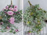 Door Head Cover Decoration Fake Rose Vine Window Landscaping Simulation 22 Head Austin Rose Wall V1294-YM0523-220325DY02-3