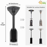 Stand-Up Patio Heater Cover, 95"H x 34"D x 19"B, Black Waterproof Outdoor Heater Cover with Zipper V1107-117-36662