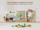 3-Tier Kids Bookshelf & Toy Storage Organizer with Sling Book Rack and Storage Bag For Toddler, Kids V767-VVR-ETCWJJDJS314YWJPR001V0